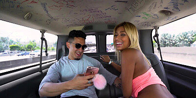 A hot amateur Latina is getting fucked in the back of the car