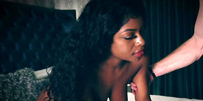 Curly Ebony girl has interracial sex with the white businessman