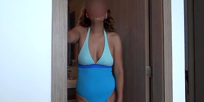 58-year-old Latina Wife In Swimsuit On The Beach