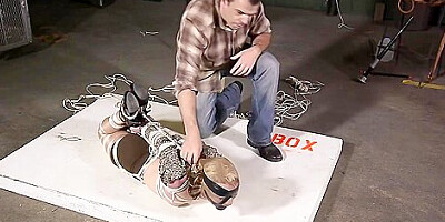 Skank Blonde Suffers Incredible Hogtie By Mamaic