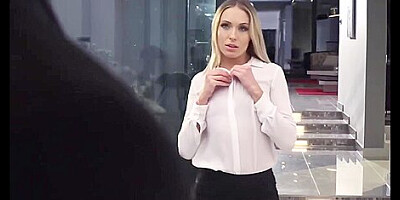 Secretary Gags On Dick Before Anal