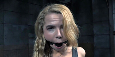 Bound bdsm sub dildo fucked with stick by dom