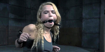 Bound bdsm sub dildo fucked with stick by dom