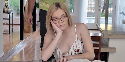 DadCrush - Horny Blonde teen 18+ Blows and Rides Stepdad Cock