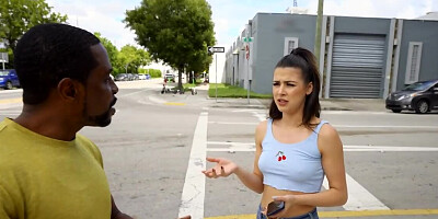 Black vlogger has a big cock that the brunette checks in action