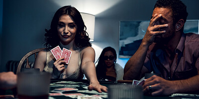 Lesbian scissoring session with ebony and white girl