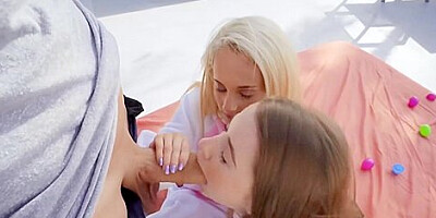 Monster Chopper Guy Copulate Petite Bunnies With Alice Merches And Sadie Hartz