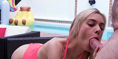 Strokes Cute Petite Teen 18+ Chane Shortcake Sucks Grandpas Cock By Pool