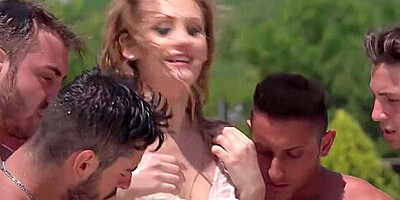 Linda Leclair In Gets Bukkaked By An Entire Soccer Team