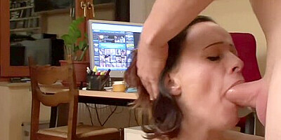 Brunette Milf Gets Cum All Over Her Face