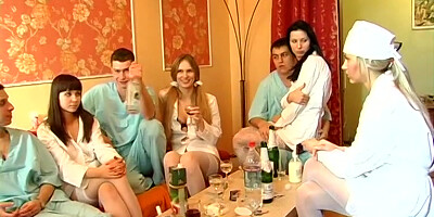 Ester & Yalena & Yulia & Zlata in group sex scene showing real college fucking
