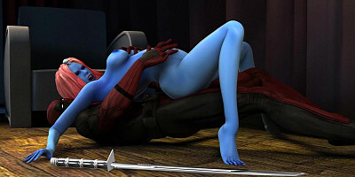 Deadpool and Mystic - Blue Slut