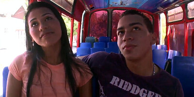 Young latina Carolina gets in to culioneros bus
