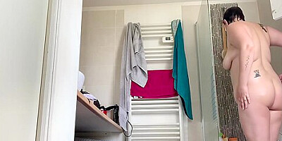 : My Stepmother In The Bathroom, Sniffing Her Panties And Masturbating