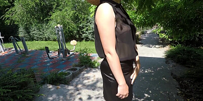 I Walk At Park Without Bra Jerk Off Guy In Car Turn Him On But Let Him Cum On Me Only In Evening!