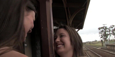 Girls Out West - Hairy n shaved lesbians at the station