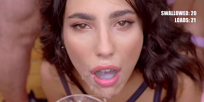 PremiumBukkake - Sherezade Lapiedra swallows *** cumshots