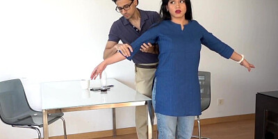 Inspecting the body of a brunette girl leads to nudity