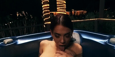 Girl makes babe sure that she wants sex with her in the pool