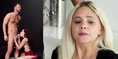 Muscled dude cheats on his girlfriend with a brunette