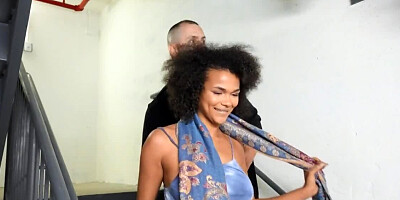 Athletic Ebony chick gets her pussy pounded in public place