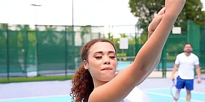 Curly Ebony Spinner Gets On Cock After Tennis