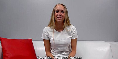 Casting Of 20 Yrs Old Young Blonde Goes Slippery