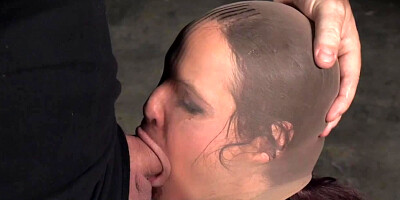 Deepthroated busty restrained sub gagging