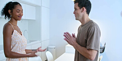 Mysterious Visitor - Hot Columbian Black Babe Gets Drilled By Huge White Cock