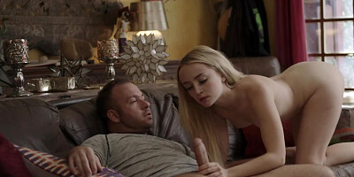Gorgeous blonde Maria Kazi blows and rides Chad White