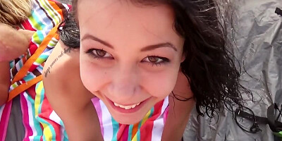 These two horny birds are having some sexual fun on the beach