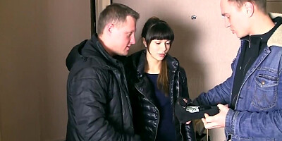 Amateur teen has no money so why agrees for sex with two strangers