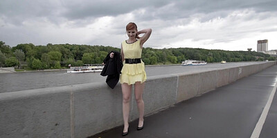 Jeny Smith public flasher shares great upskirt views on the streets