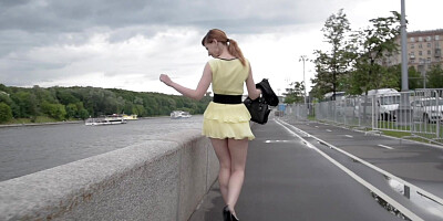 Jeny Smith public flasher shares great upskirt views on the streets