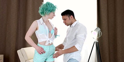 Blue-haired Teeny Anal Debut