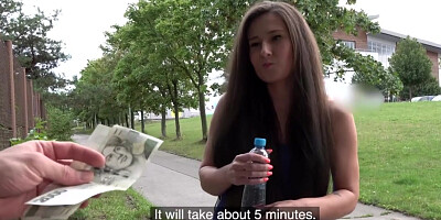 Czech BJ babe POV fucked outdoor for money after casting