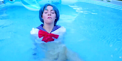 Amy Smokes On Inflatable Dolphin