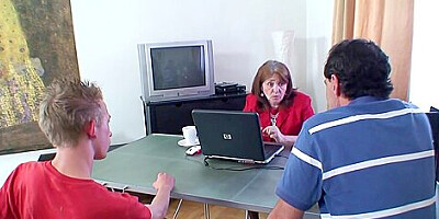 Very Old Office Granny Gets Used By Two Men