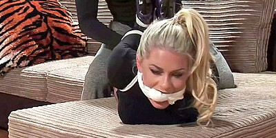 Bratty Stuck Up Blonde Tied In Her Leather Pants And Spanke