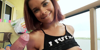 Lovely amateur cooze is demonstrating her best blowjob skills