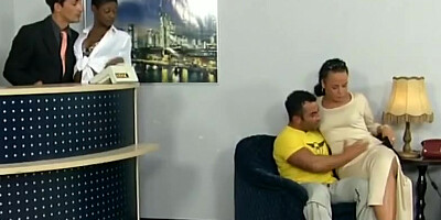 Gorgeous African maid and brunette friend attend tourist