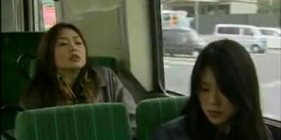 Japanese girl-on-girl bus hook-up censored