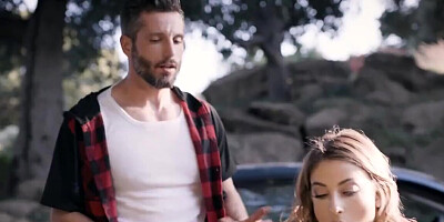 Excited teen rewards savior with hot sex in public