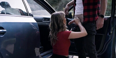 Excited teen rewards savior with hot sex in public