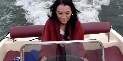 Super hot brunette darling screwed on a boat