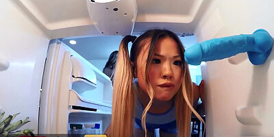 Black girl entered room and found Asian masturbating