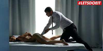 Man uses sex toy and fucks his obedient bound wife