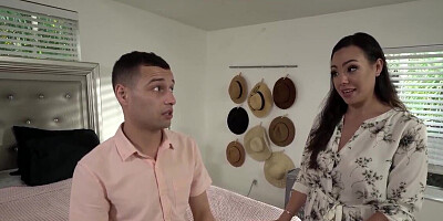 Busty brunette cheats on husband with stepson's friend