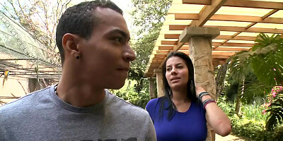 We meet Juliana - hot brunette with big natural boobs and long hair