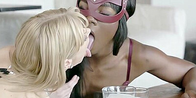 Blonde Keeps Ebony Bdsm Sex-goddess Ana As Cat!